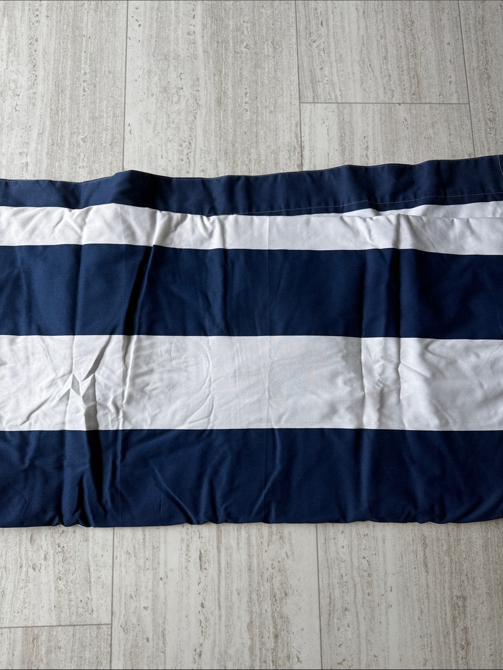 2- Pillowfort Navy and White Bold Striped Curtain Panels